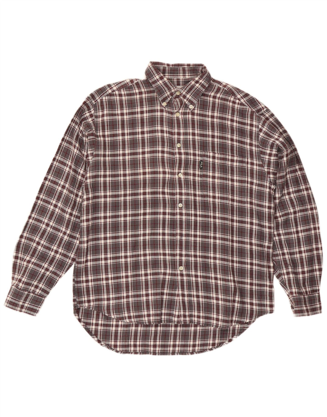 Fila Herren-Flanellhemd, mittelgrau, kariert, Baumwolle