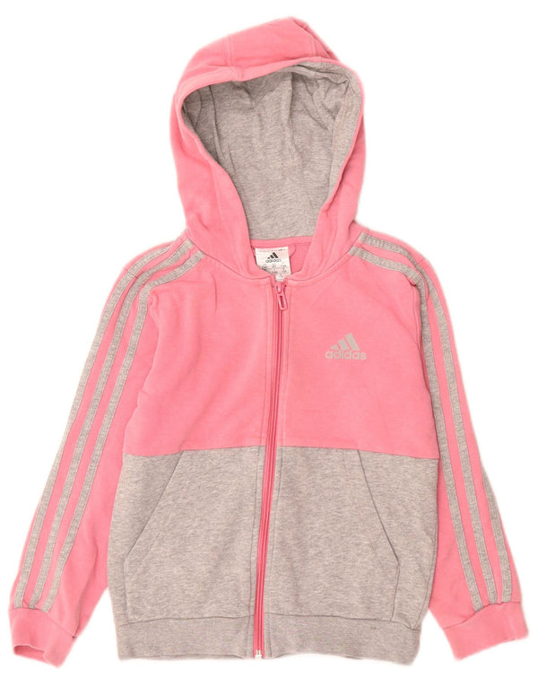 Adidas Mädchen-Kapuzenpullover mit Reißverschluss, 7–8 Jahre, Rosa, Colourblock-Baumwolle