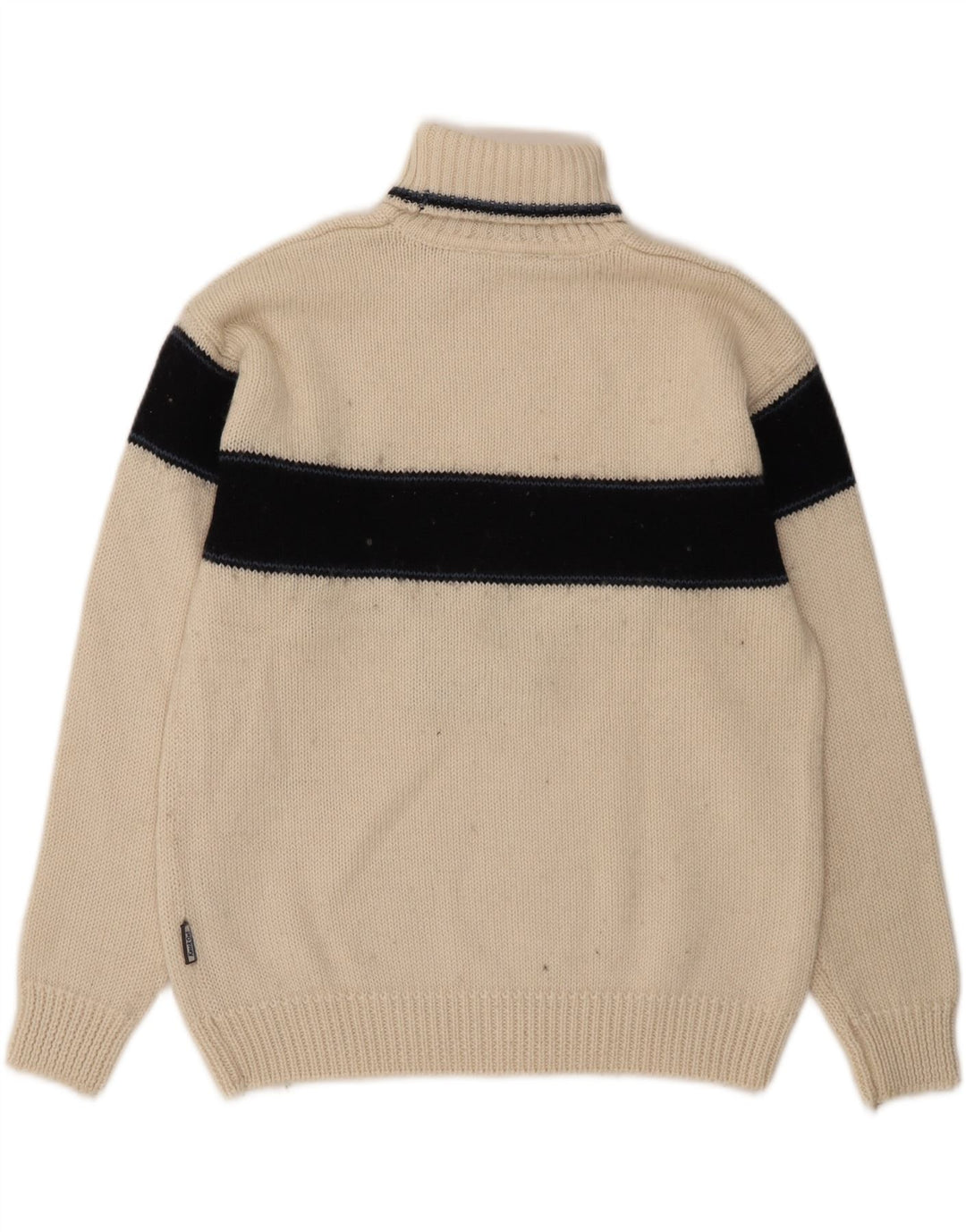 Knock Out Herren-Pullover mit Rollkragen, mittelweiße Wolle in Blockfarben