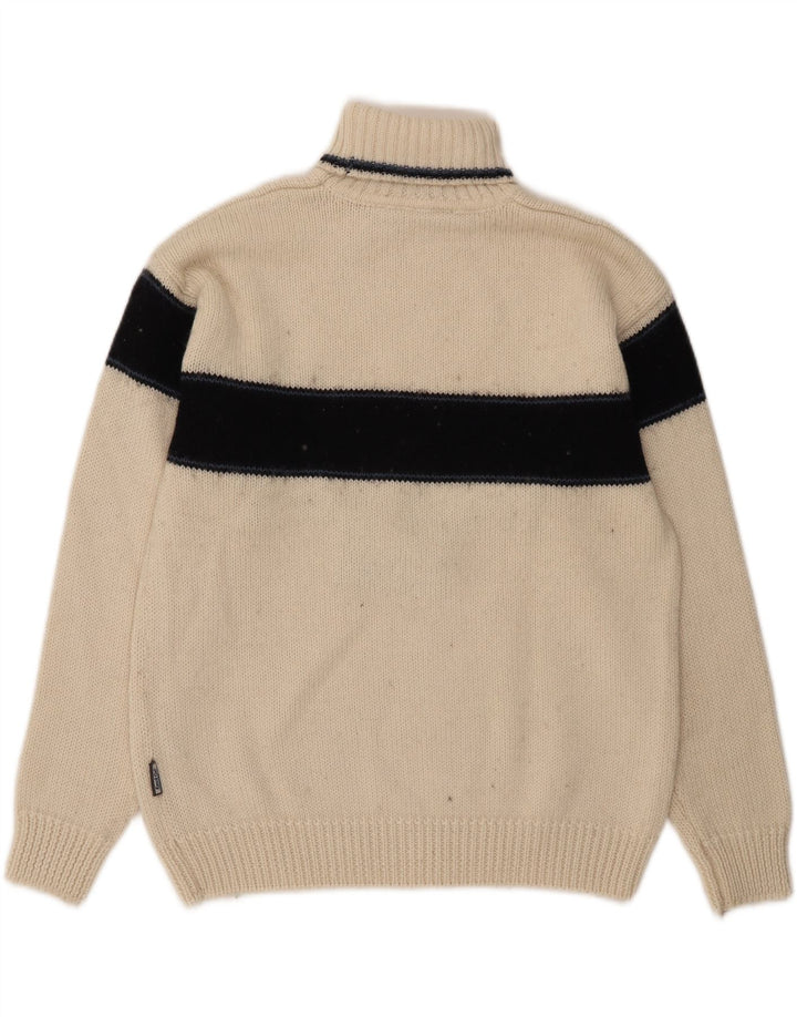 Knock Out Herren-Pullover mit Rollkragen, mittelweiße Wolle in Blockfarben