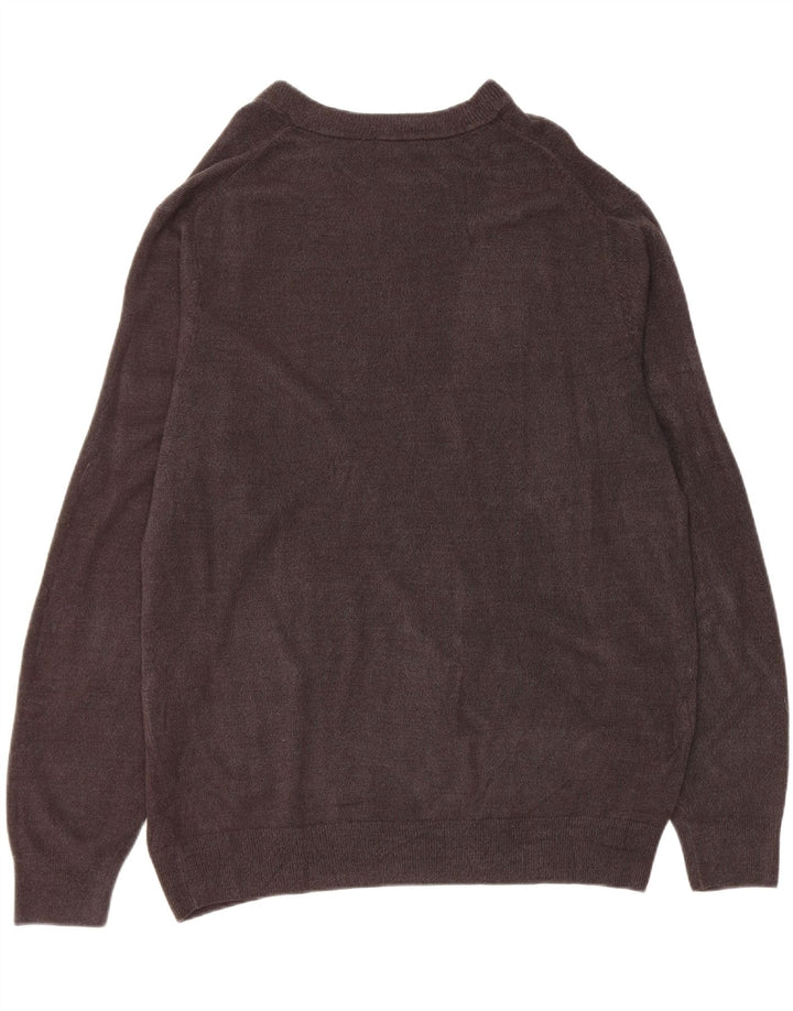 DOCKERS Mens Tall V-Neck Jumper Sweater XL Black Check Acrylic