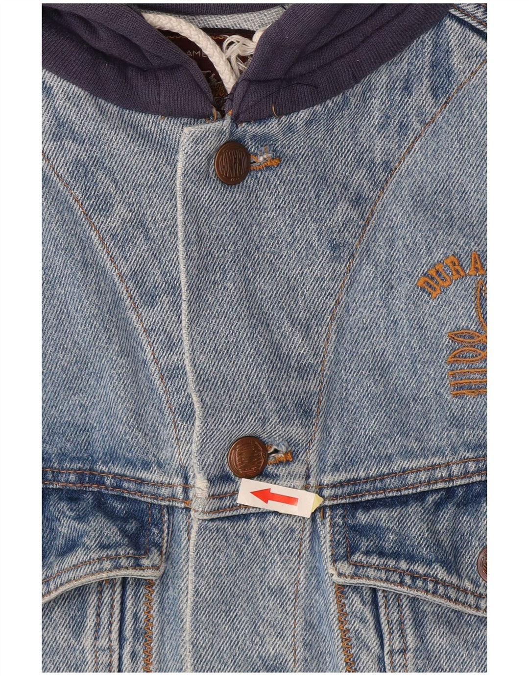 DURANGO Herren-Jeansjacke mit Kapuze, UK 40, große blaue Colourblock-Baumwolle