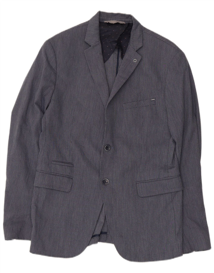 ZARA Herren-Blazerjacke mit 2 Knöpfen, EU 50, Mittelmarineblau, Polyester