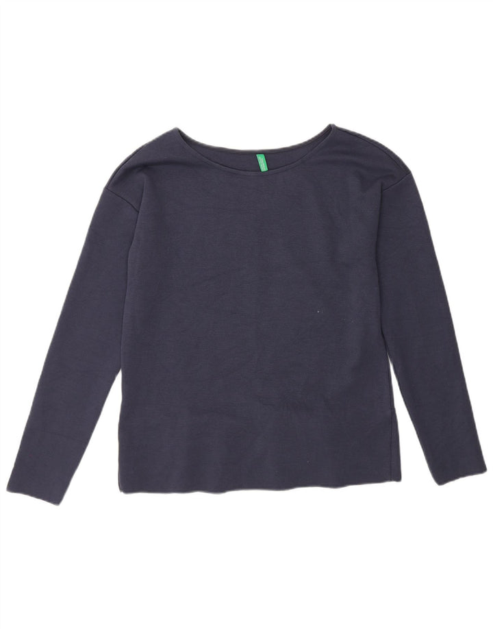 Benetton Damen Top Langarm UK 10 Small Marineblau