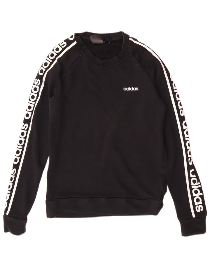 Adidas Damen Graphic Sweatshirt Pullover UK 12/14 Mittelschwarze Baumwolle