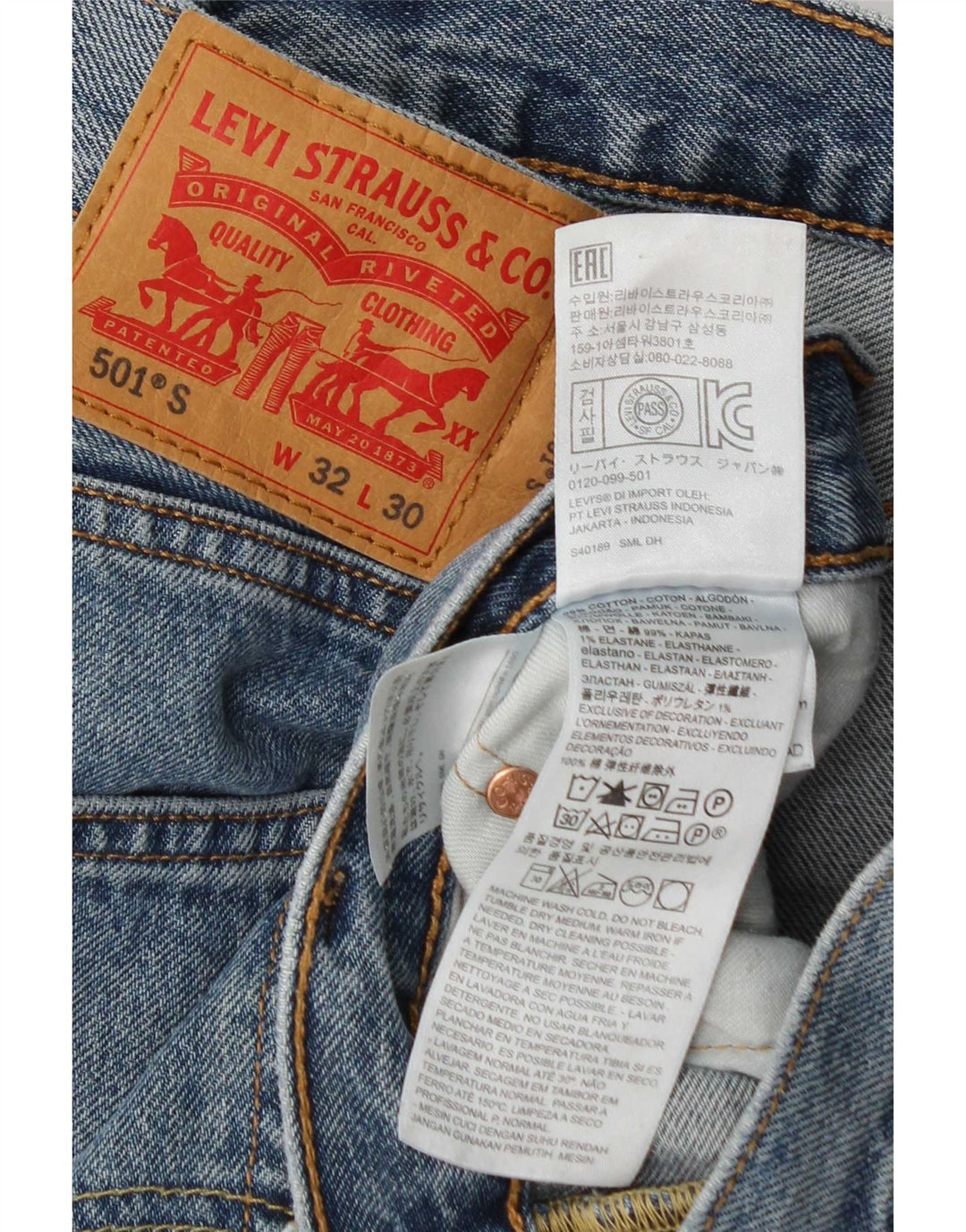 Levi's Herren 501 Straight Jeans W32 L30 Blaue Baumwolle