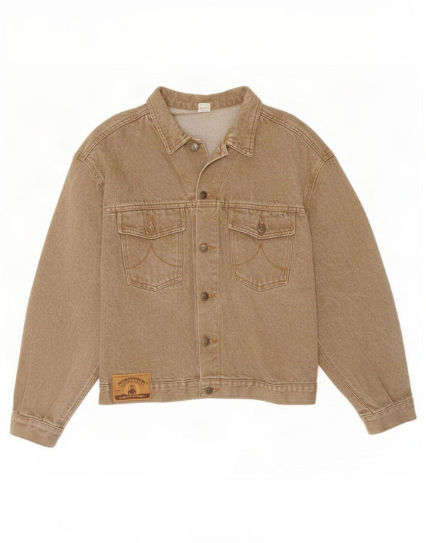 Vintage Damen Jeansjacke UK 18 XL Beige Baumwolle
