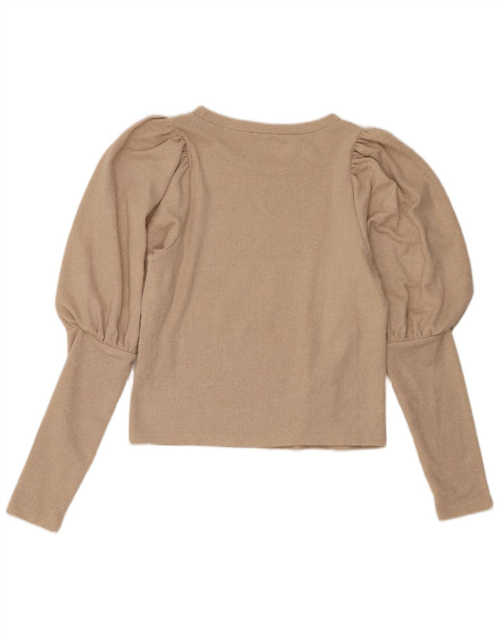 Zara Damen Crop U-Boot-Ausschnitt Pullover Pullover UK 10 Small Beige Polyester