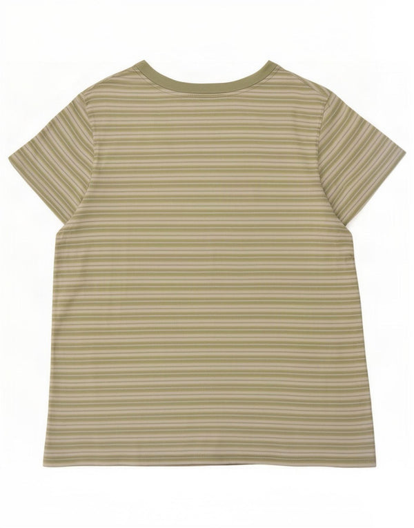 Levi's Damen T-Shirt Top UK 16 Large Grün gestreift Baumwolle