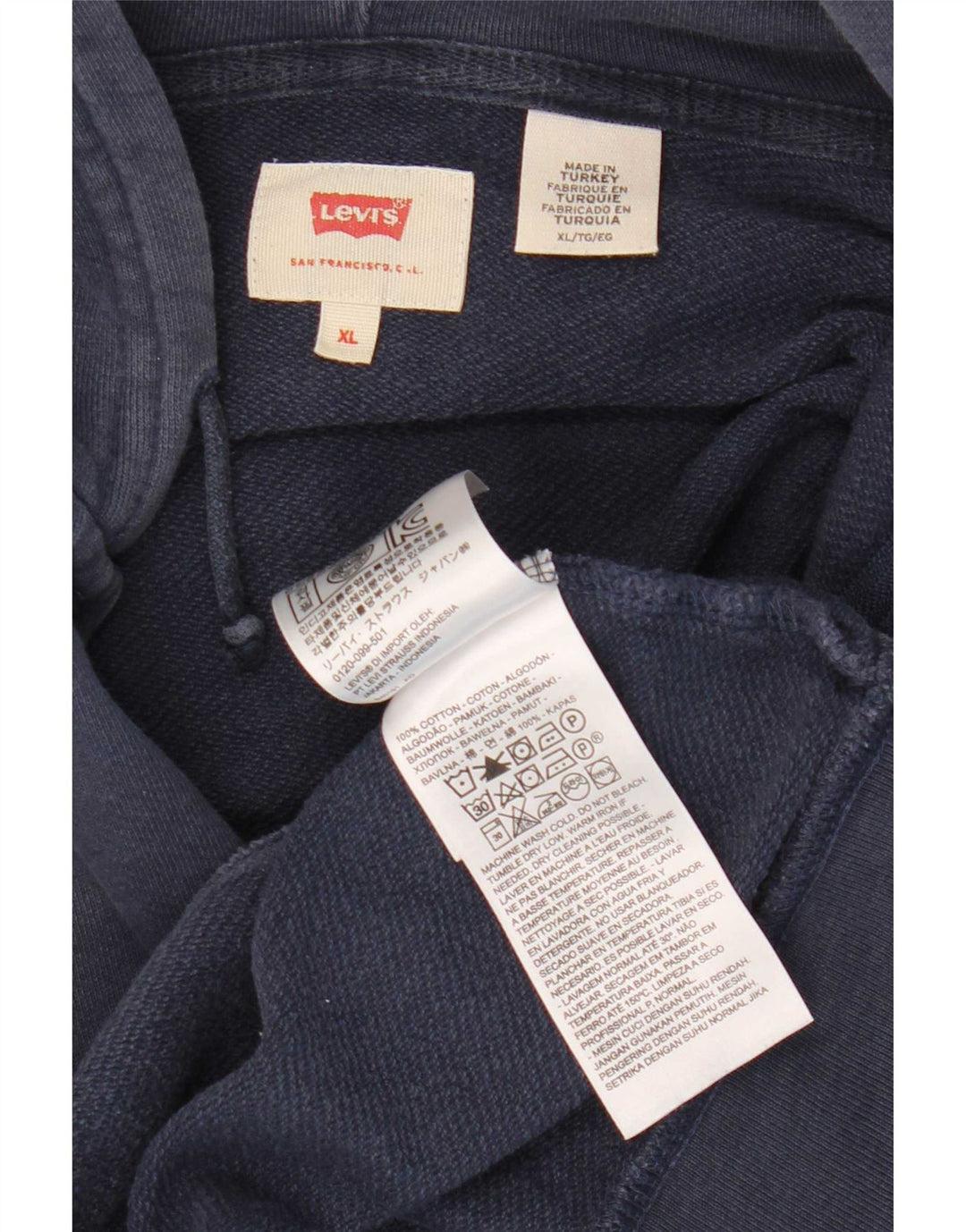 Levi's Herren-Kapuzenpullover mit Reißverschluss, XL, marineblaue Baumwolle