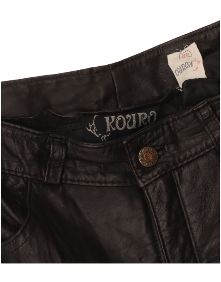 Vintage Damen gerade Lederhose W30 L29 Schwarz