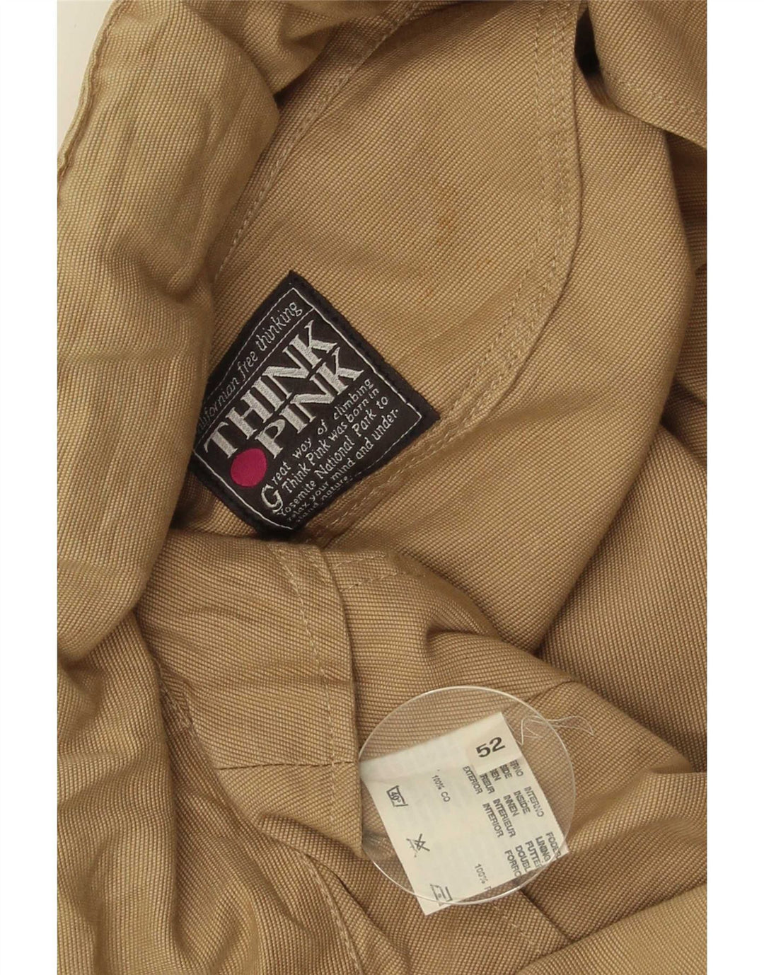 Think Pink Herren-Kapuzen-Utility-Jacke IT 52 XL Beige Baumwolle