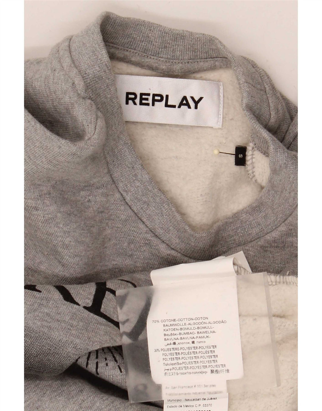 Replay Damen-Sweatshirt mit Grafik-Übergröße, Gr. 10, Größe S, Grau, Baumwolle