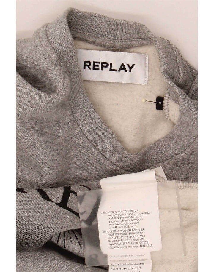 Replay Damen-Sweatshirt mit Grafik-Übergröße, Gr. 10, Größe S, Grau, Baumwolle