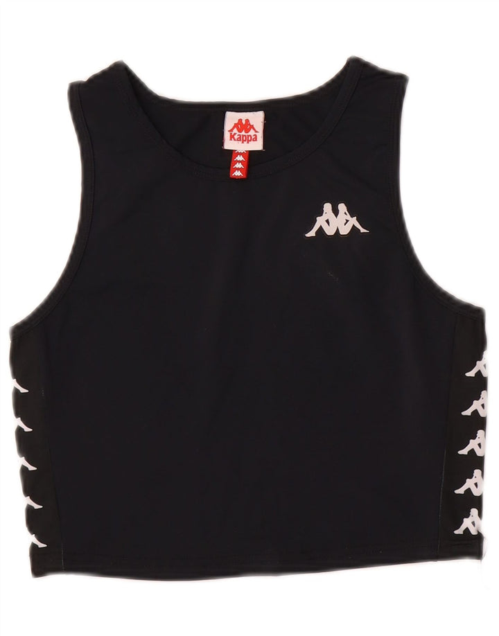 Kappa Damen Crop Graphic Vest Top UK 12 Medium Schwarz