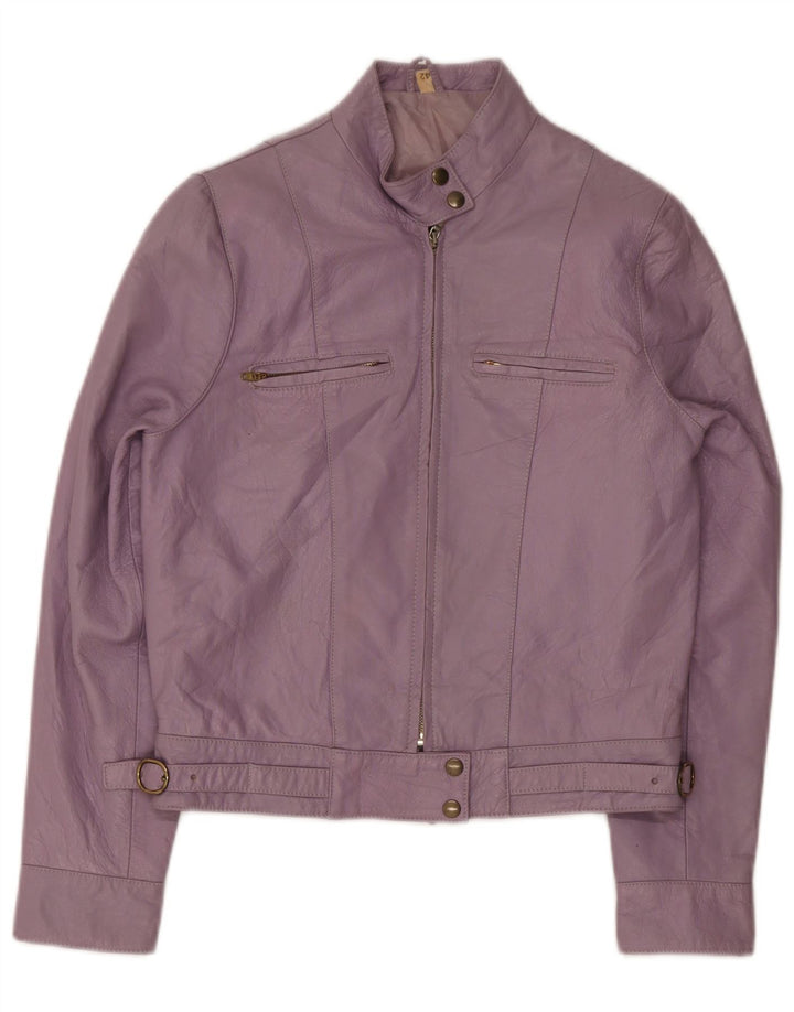 Vintage Damen Bomber Lederjacke IT 42 Mittellila Leder