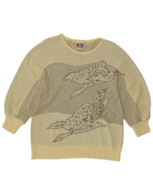 Freya Damen Pullover mit grafischem U-Boot-Ausschnitt, Gr. 14, Mittelgelb