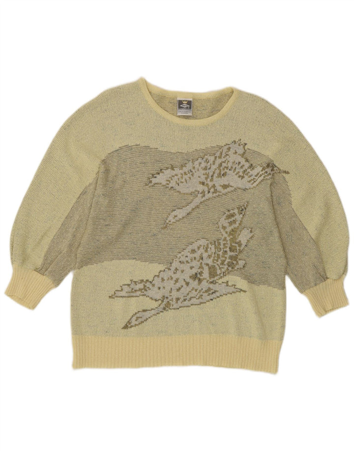 Freya Damen Pullover mit grafischem U-Boot-Ausschnitt, Gr. 14, Mittelgelb