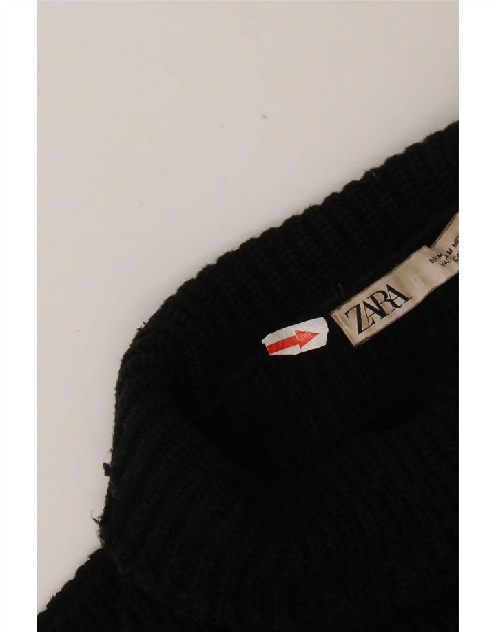 Rollkragenpullover für Damen von Zara, Gr. 14, mittlere schwarze Viskose