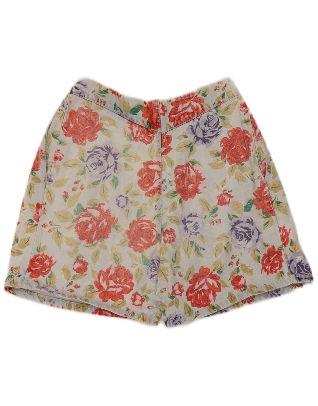 Vintage Damen Denim-Shorts mit Pegged-Motiv, Größe 40, Größe S, W25, mehrfarbig, geblümt