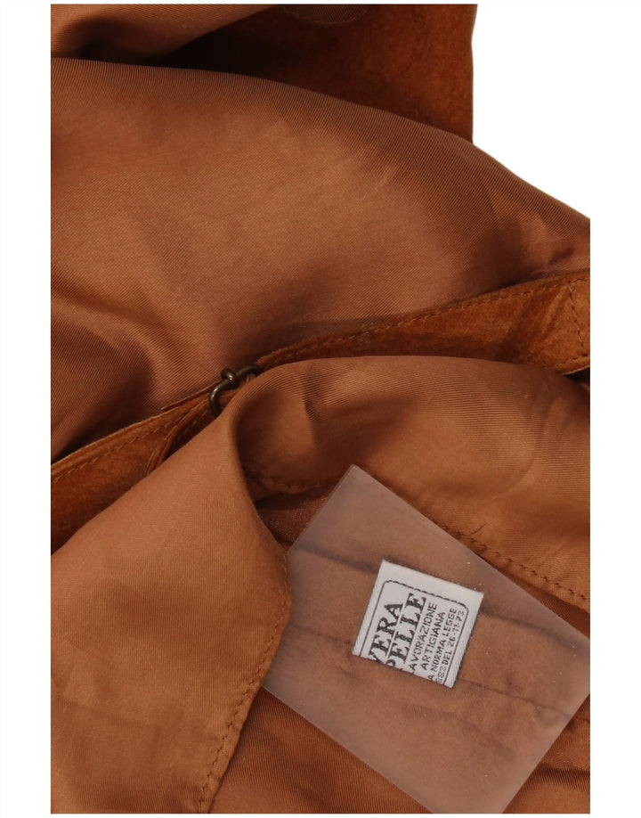 Vintage Damen Wildlederweste UK 16 Großes braunes Leder