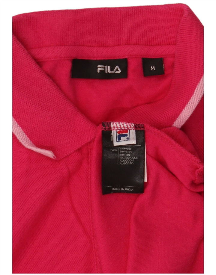 Fila Damen Poloshirt UK 12 Mittelrosa Baumwolle