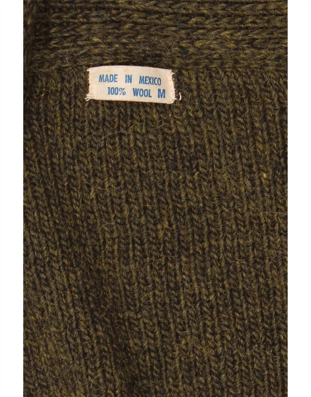 Vintage Damen Offener Cardigan Pullover UK 14 Medium Khaki Geometrische Wolle