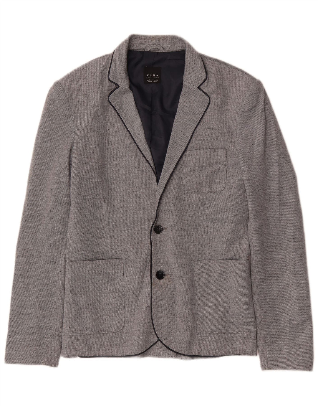 Zara Herren-Blazer mit 2 Knöpfen, UK 36, Größe S, grau, Polyester