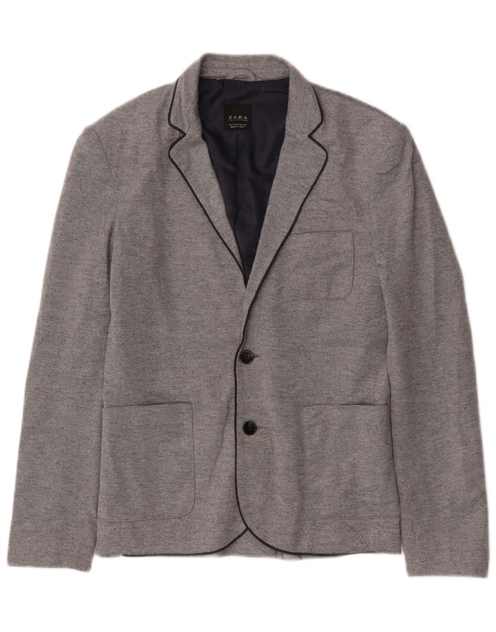 Zara Herren-Blazer mit 2 Knöpfen, UK 36, Größe S, grau, Polyester