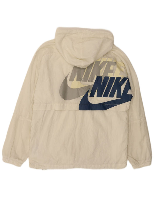NIKE Herren-Trainingsanzug mit grafischer Kapuze, Jacke, Größe S, gebrochenes weißes Nylon