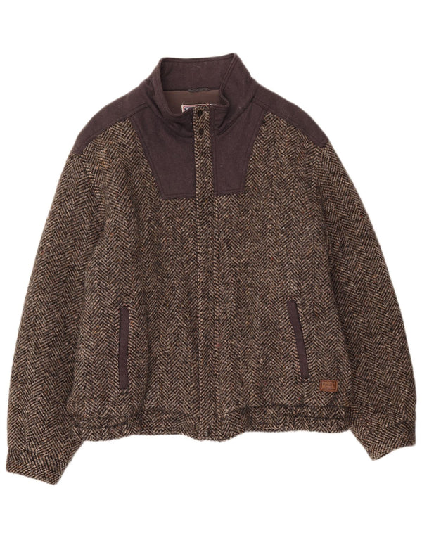 Faciba Herren Bomberjacke IT 56 3XL Braune Colourblock-Wolle