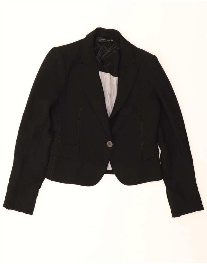 Zara Damen 1-Knopf-Blazerjacke EU 38 Small Schwarz
