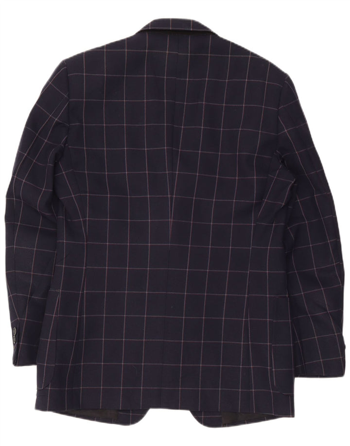 Facis Herren-Blazer mit 2 Knöpfen, Größe 52, XL, marineblau, kariert, Wolle