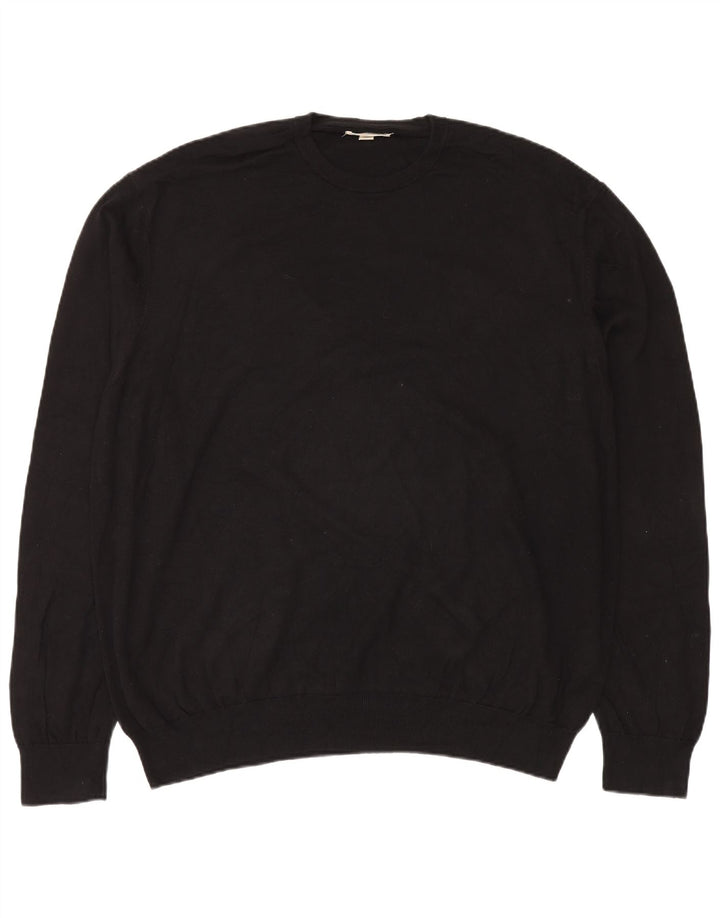 Marks & Spencer Herren-Pullover mit Rundhalsausschnitt, 4XL, schwarze Baumwolle