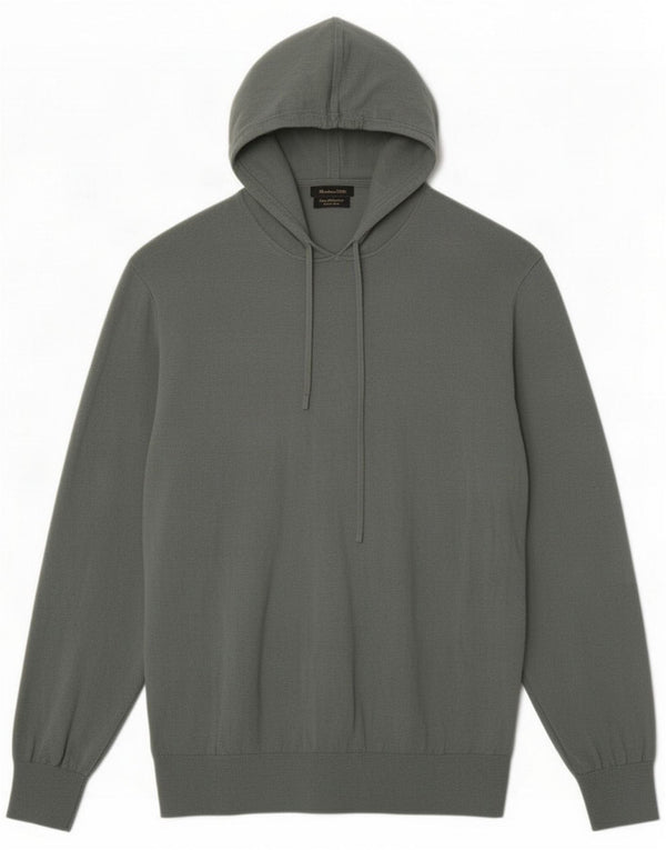 Massimo Dutti Mens Hooded Jumper Sweater Medium Green Cotton