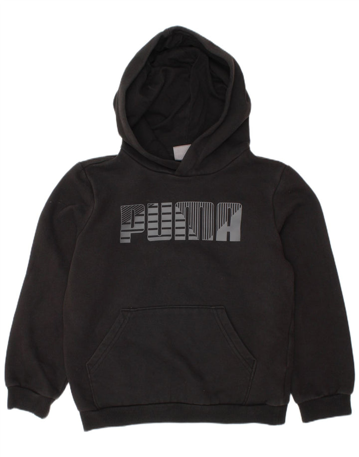PUMA Jungen Graphic Hoodie Pullover 7–8 Jahre, schwarze Baumwolle