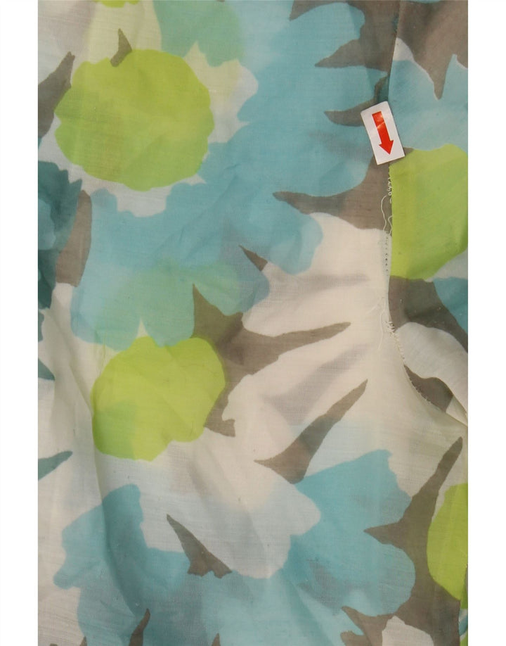 VINTAGE Damen 3/4-Ärmel-Hemdbluse UK 14 Großes mehrfarbiges Blumenmuster