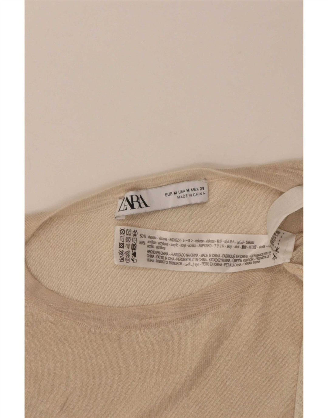 Übergroßes T-Shirt-Oberteil von Zara für Damen, UK 14, mittelbeige Viskose