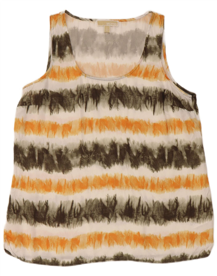 MICHAEL KORS Damen Weste Top UK 16 Großes mehrfarbiges Batik-Polyester