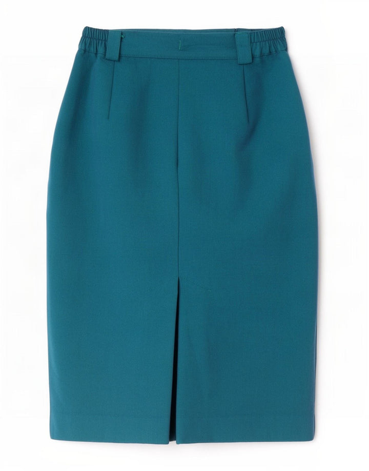 Vintage Damen Gerader Rock W24 XS Blaues Fischgrätenmuster