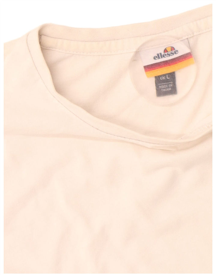 Ellesse Herren-T-Shirt mit Grafik, Größe L, aus weißer Baumwolle