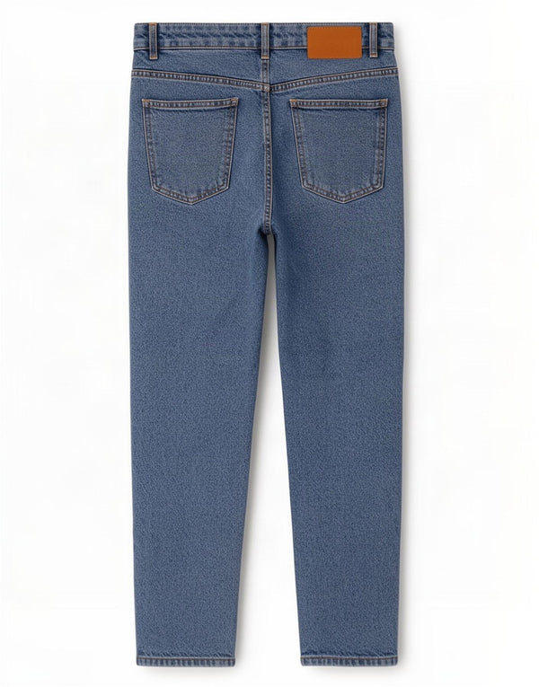Zara Damen High Waist Tapered Jeans EU 40 Medium W30 L28 Blaue Baumwolle