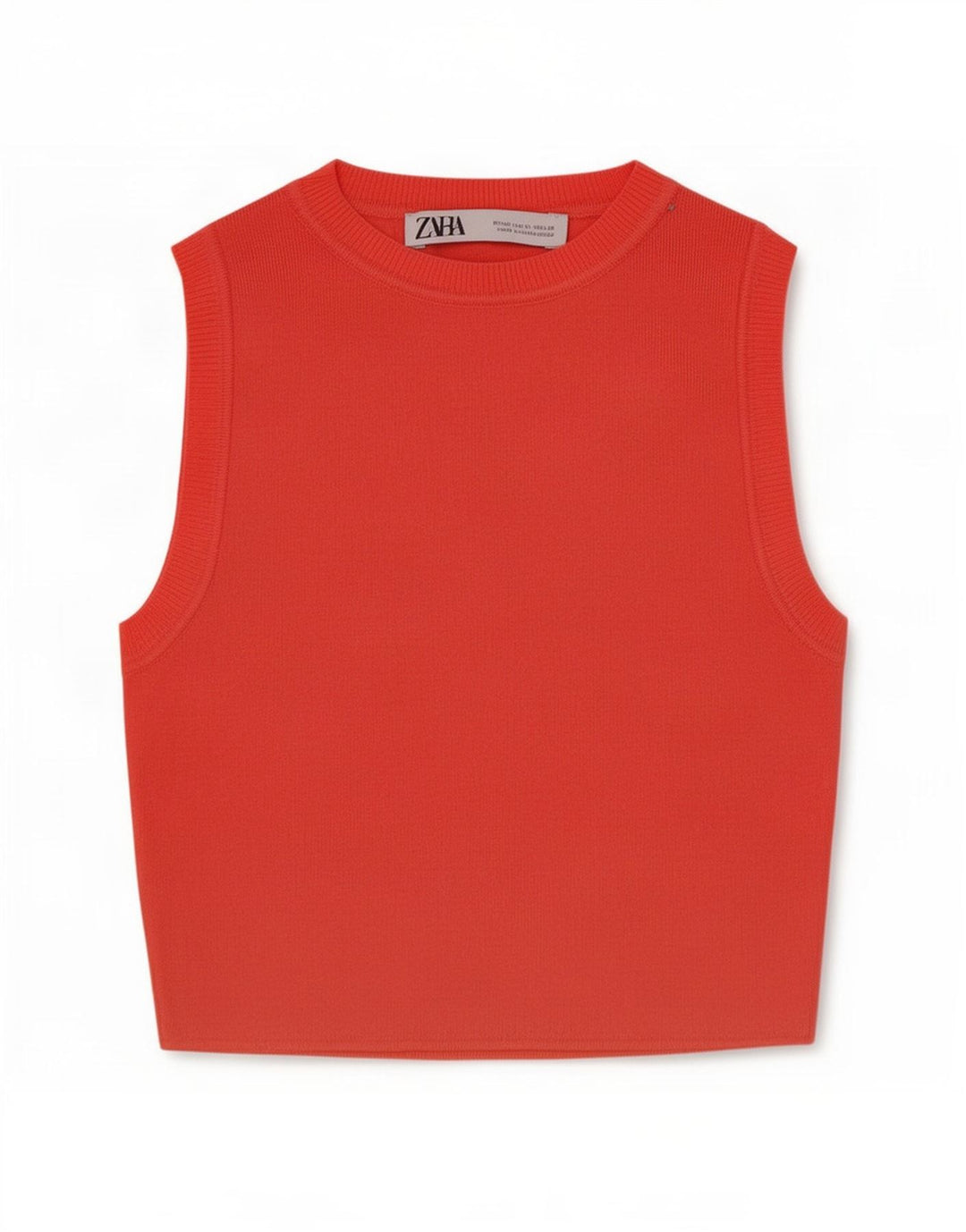 Zara Damen Crop Vest Top UK 12 Mittelrote Viskose