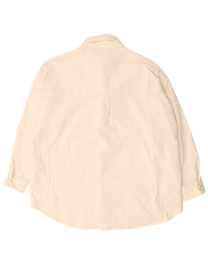 Zara Damen Übergroßes Cordhemd UK 10 Small Weiß Polyester