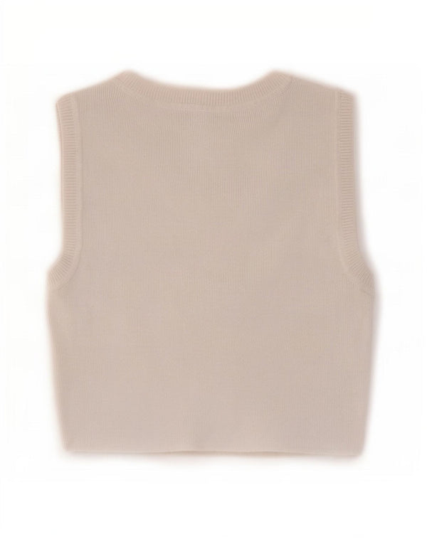 Zara Damen Crop Vest Top UK 12 Mittelweiße Viskose