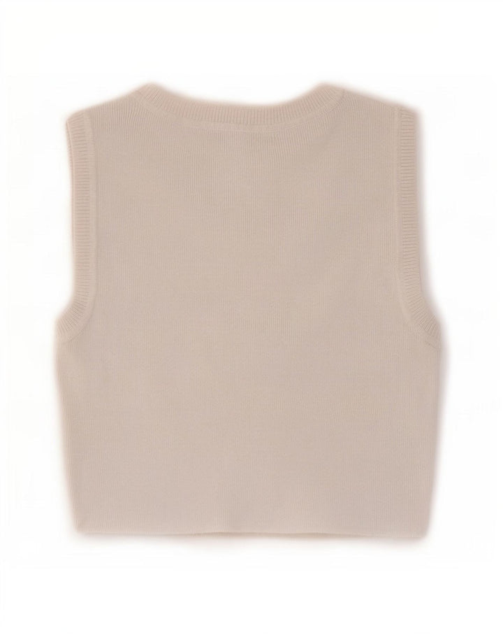 Zara Damen Crop Vest Top UK 12 Mittelweiße Viskose