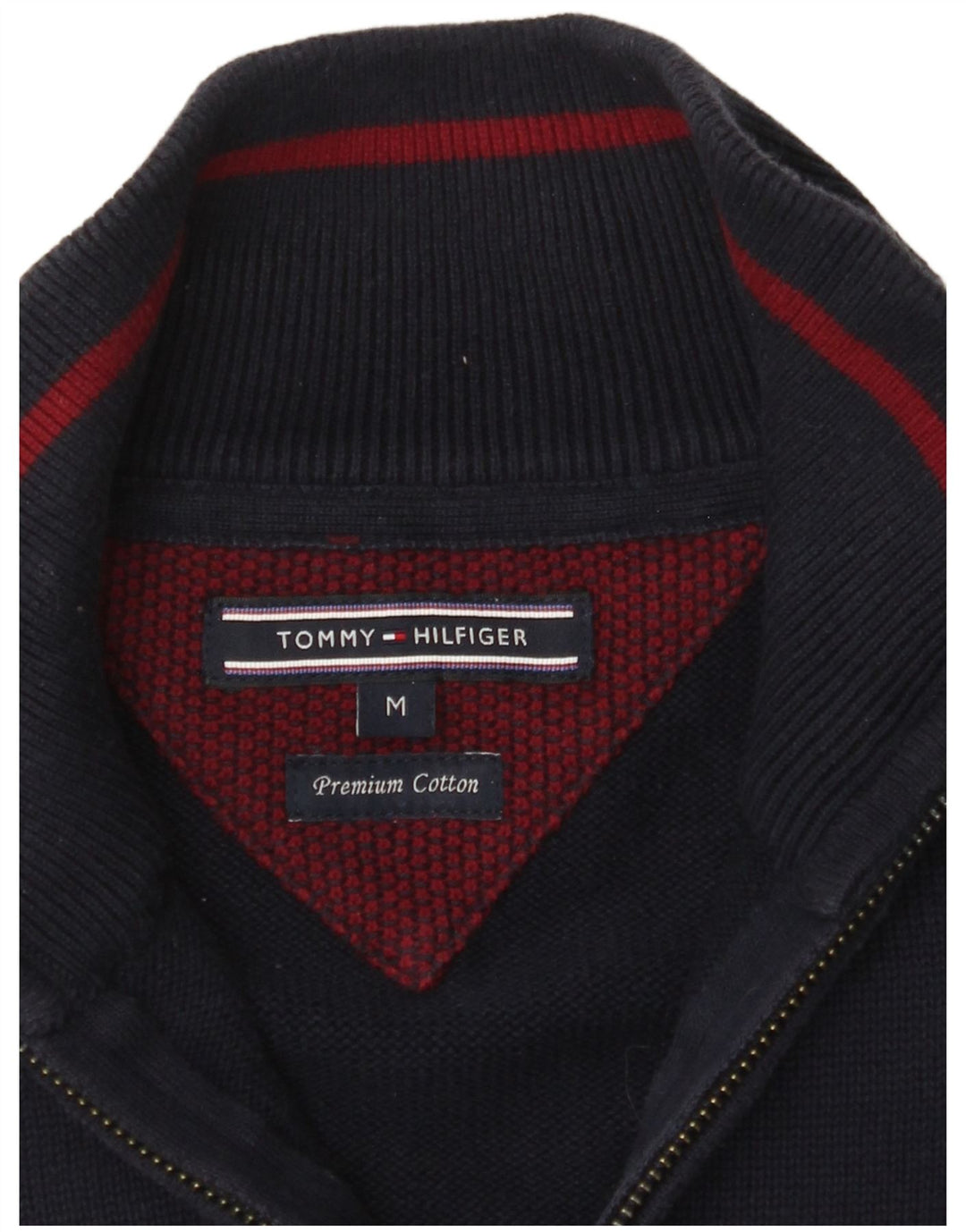 TOMMY HILFIGER Herren-Pullover mit Reißverschluss am Hals, mittelmarineblaue Baumwolle