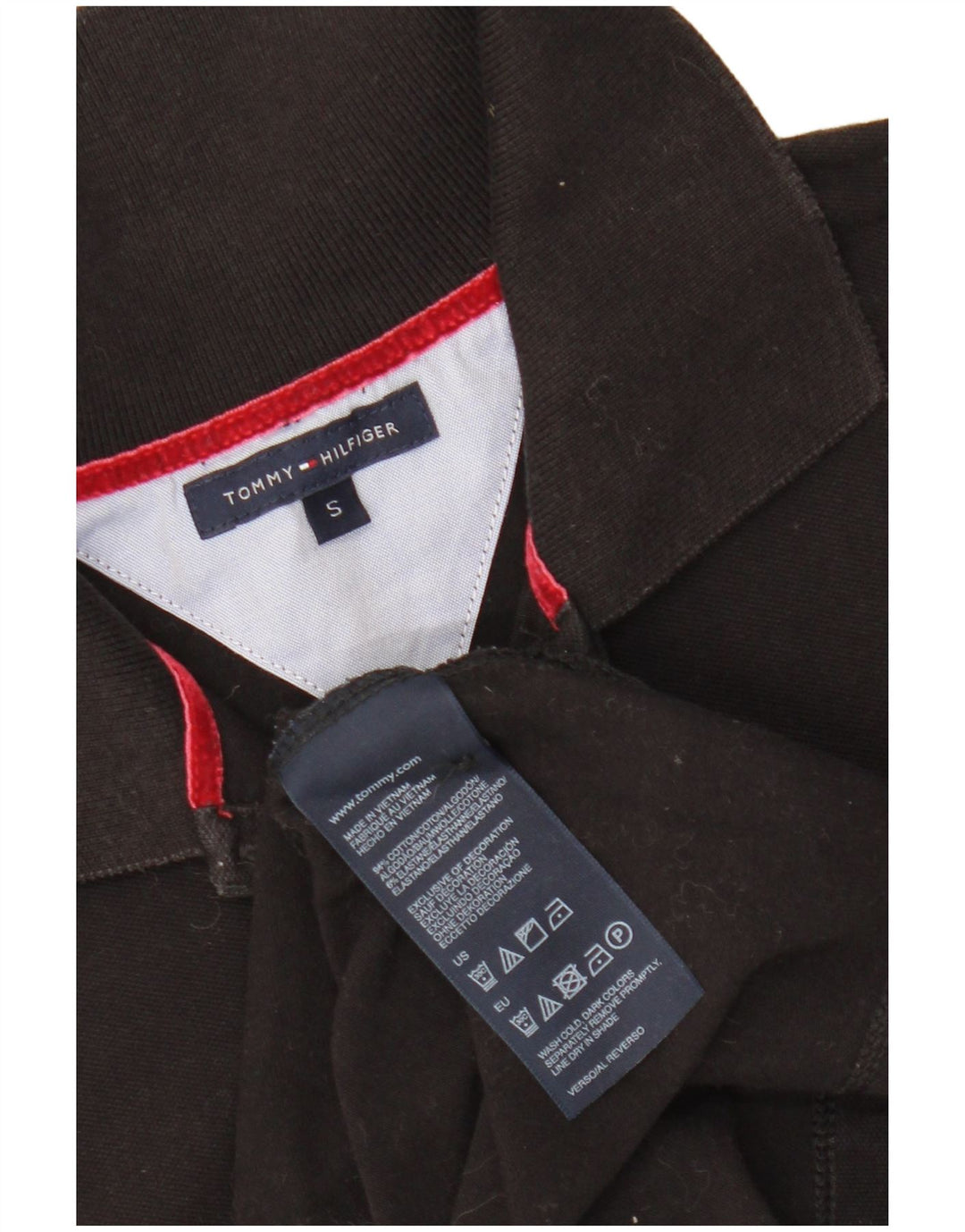 TOMMY HILFIGER Damen Poloshirt UK 8 Small Schwarz Baumwolle