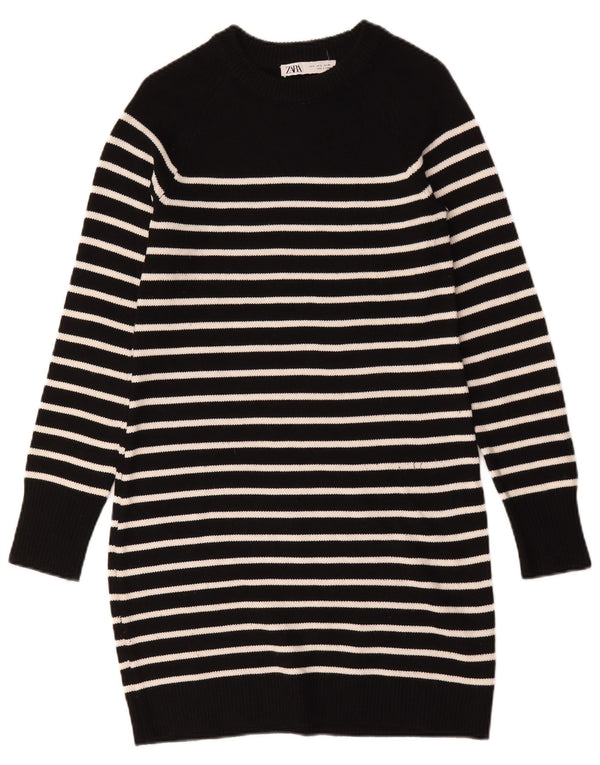 Zara Damen Pulloverkleid UK 10 Small Schwarz gestreift Polyester