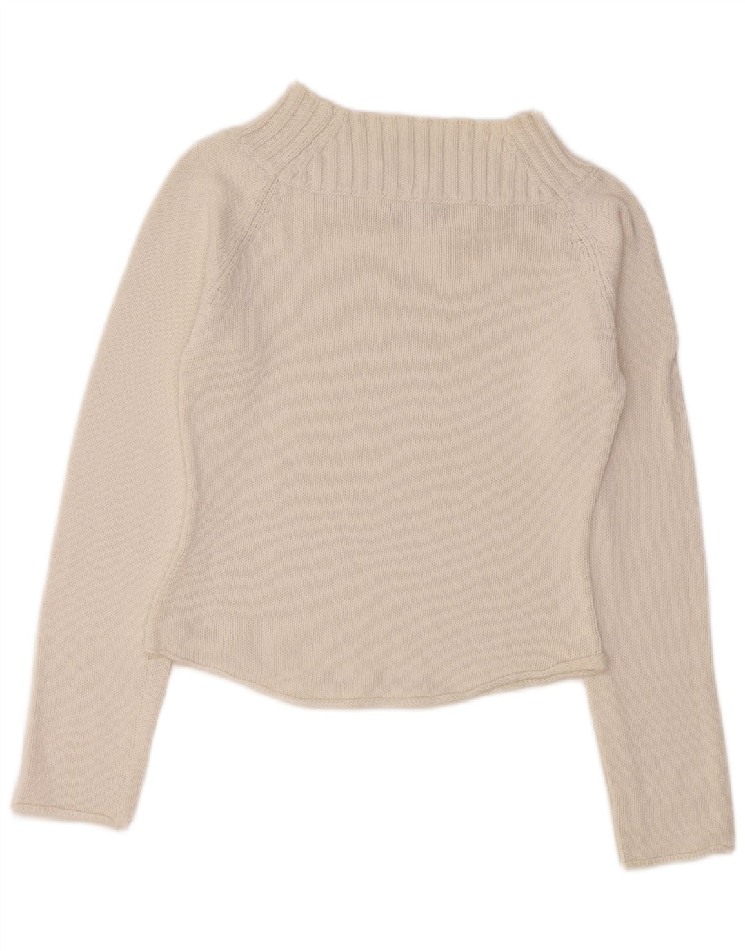 SISLEY Damen Crop Rollkragenpullover Pullover UK 10 Small Weiße Baumwolle